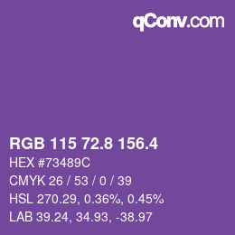 カラーコード: RGB 115 72.8 156.4 | qconv.com