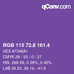 カラーコード: RGB 115 72.8 161.4 | qconv.com
