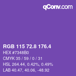 カラーコード: RGB 115 72.8 176.4 | qconv.com