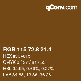 カラーコード: RGB 115 72.8 21.4 | qconv.com