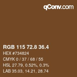 カラーコード: RGB 115 72.8 36.4 | qconv.com