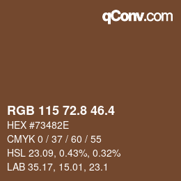 カラーコード: RGB 115 72.8 46.4 | qconv.com