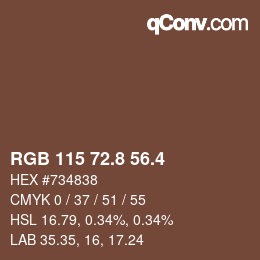 カラーコード: RGB 115 72.8 56.4 | qconv.com