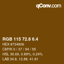 カラーコード: RGB 115 72.8 6.4 | qconv.com