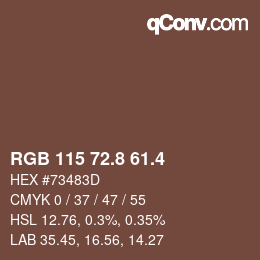カラーコード: RGB 115 72.8 61.4 | qconv.com
