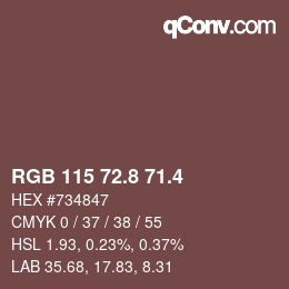 カラーコード: RGB 115 72.8 71.4 | qconv.com