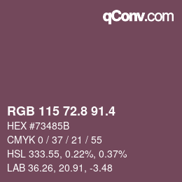 カラーコード: RGB 115 72.8 91.4 | qconv.com
