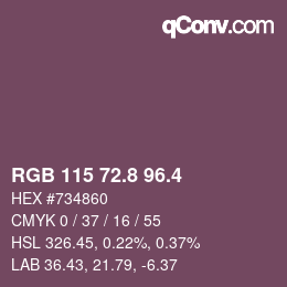 カラーコード: RGB 115 72.8 96.4 | qconv.com