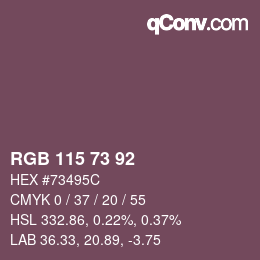 Color code: RGB 115 73 92 | qconv.com