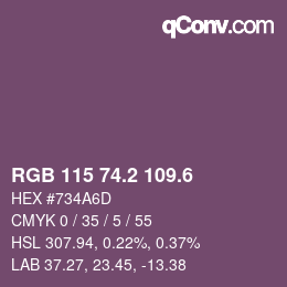 カラーコード: RGB 115 74.2 109.6 | qconv.com