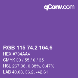 カラーコード: RGB 115 74.2 164.6 | qconv.com