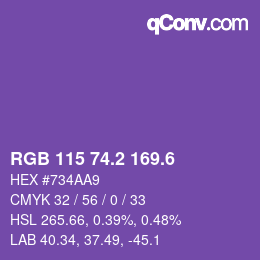 カラーコード: RGB 115 74.2 169.6 | qconv.com