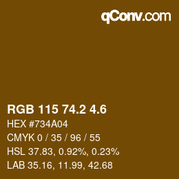 カラーコード: RGB 115 74.2 4.6 | qconv.com