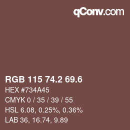 カラーコード: RGB 115 74.2 69.6 | qconv.com