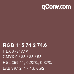 カラーコード: RGB 115 74.2 74.6 | qconv.com