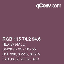 カラーコード: RGB 115 74.2 94.6 | qconv.com