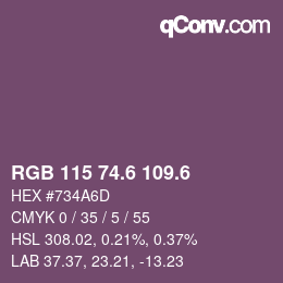 カラーコード: RGB 115 74.6 109.6 | qconv.com
