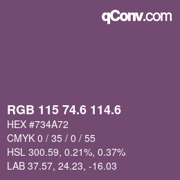 カラーコード: RGB 115 74.6 114.6 | qconv.com