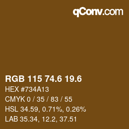 カラーコード: RGB 115 74.6 19.6 | qconv.com