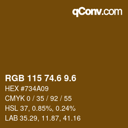 カラーコード: RGB 115 74.6 9.6 | qconv.com