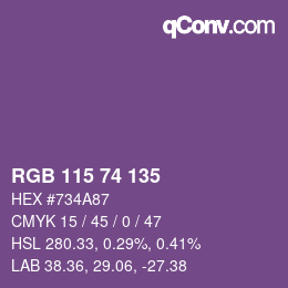 颜色代码: RGB 115 74 135 | qconv.com