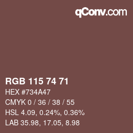 Farbcode: RGB 115 74 71 | qconv.com
