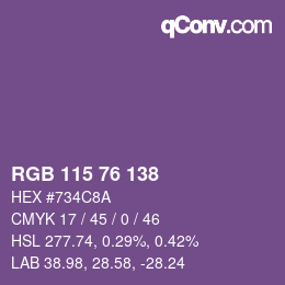 Farbcode: RGB 115 76 138 | qconv.com