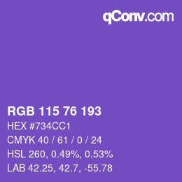 Color code: RGB 115 76 193 | qconv.com