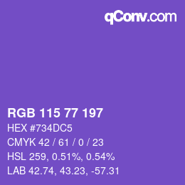 カラーコード: RGB 115 77 197 | qconv.com