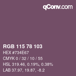 Color code: RGB 115 78 103 | qconv.com
