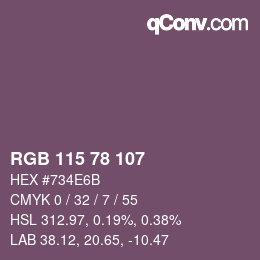 カラーコード: RGB 115 78 107 | qconv.com