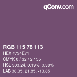 Color code: RGB 115 78 113 | qconv.com
