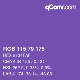 カラーコード: RGB 115 79 175 | qconv.com