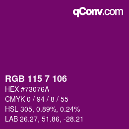 カラーコード: RGB 115 7 106 | qconv.com