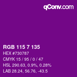 Color code: RGB 115 7 135 | qconv.com