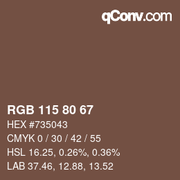 カラーコード: RGB 115 80 67 | qconv.com