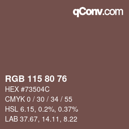 カラーコード: RGB 115 80 76 | qconv.com