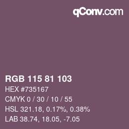 Color code: RGB 115 81 103 | qconv.com