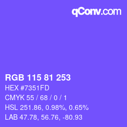 颜色代码: RGB 115 81 253 | qconv.com