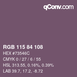 Farbcode: RGB 115 84 108 | qconv.com