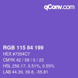 Color code: RGB 115 84 199 | qconv.com