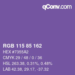 Color code: RGB 115 85 162 | qconv.com