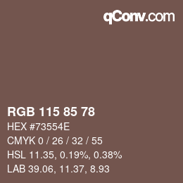 颜色代码: RGB 115 85 78 | qconv.com