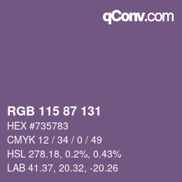 Farbcode: RGB 115 87 131 | qconv.com