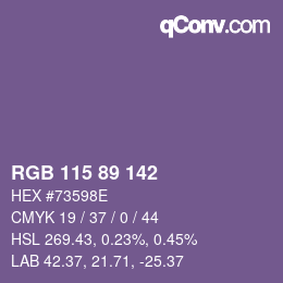 Color code: RGB 115 89 142 | qconv.com