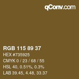 Color code: RGB 115 89 37 | qconv.com