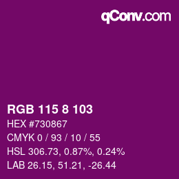 Farbcode: RGB 115 8 103 | qconv.com