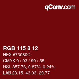 颜色代码: RGB 115 8 12 | qconv.com