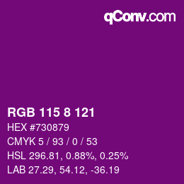 カラーコード: RGB 115 8 121 | qconv.com