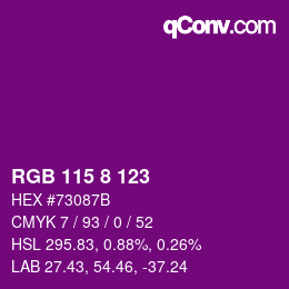 カラーコード: RGB 115 8 123 | qconv.com